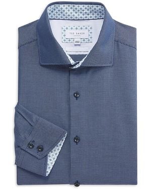 Ted Baker Printed Cotton Slim-fit Dress Shirt - Blue