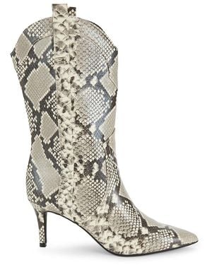 Guess 76Mm Snakeskin Print Stiletto Heel Boots - White