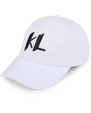 Karl Lagerfeld Logo Cotton Baseball Cap - White