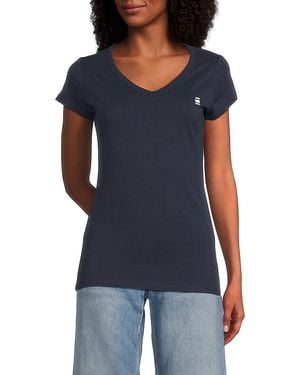 G-Star Slim V-Neck Cotton T-Shirt - Blue