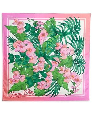 Jimmy Choo Floral Silk Scarf - Green