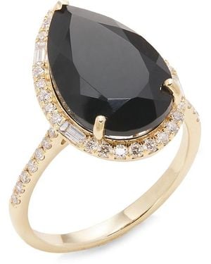 Effy 14K, Onyx & 0.49 Tcw Diamond Ring - Metallic