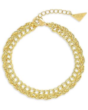 Sterling Forever Hallie 14K Goldplated Layered Link Chain Bracelet - Metallic
