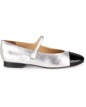 Saks Fifth Avenue Cap Toe Metallic Mary Janes - White