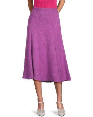 Valentino Wool-mohair Midi-skirt - Purple