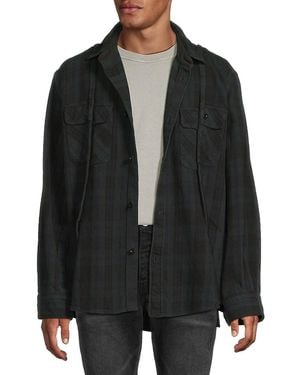 Sacai Shadow Plaid Cotton Shirt - Black