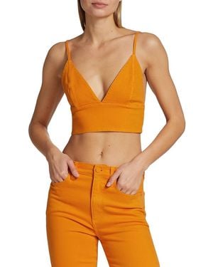 Alice + Olivia Carli Denim Crop Bra Top - Orange