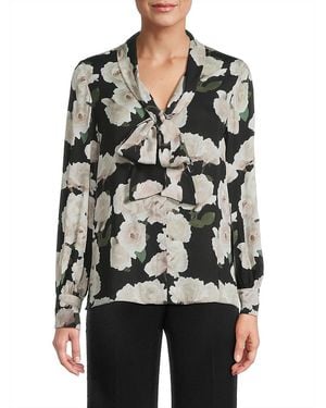 Emanuel Ungaro Dara Floral Stretch Silk Blouse - Black