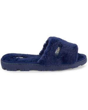 DKNY Jill Faux Fur Slides - Blue