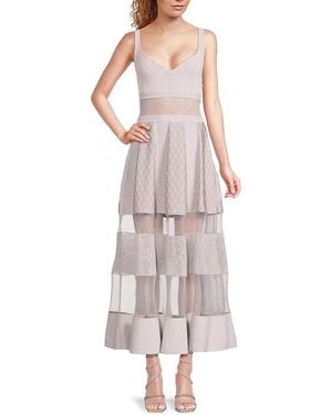 McQueen Sheer Panel Knit Corset Maxi Dress - Pink