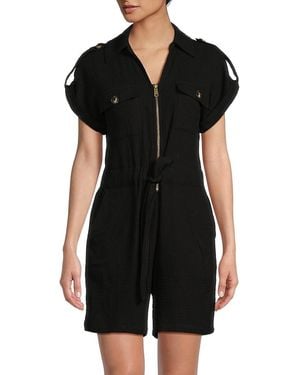 Saks Fifth Avenue 'Crinkle Utility Romper - Natural