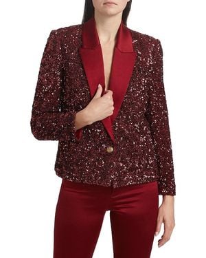 Alice + Olivia Devyn Sequin Short Blazer - Red