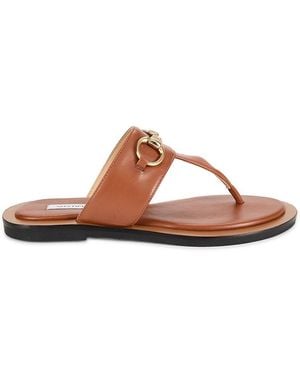 Saks Fifth Avenue Leather Bit Flat Sandals - Brown