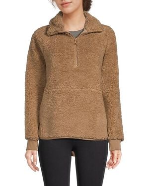 Beyond Yoga Take Flight Faux Fur Zip-up Pullover - Natural