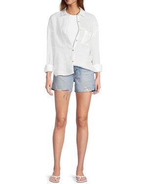 Saks Fifth Avenue 100% Linen Oversized Shirt - Gray