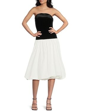 Amanda Uprichard Valencia Colorblocked Bandeau Midi-Dress - White