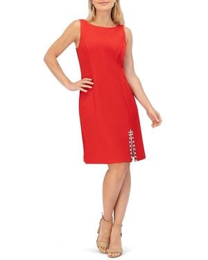 Eliza J Embellished-slit Crepe Shift Dress - Red