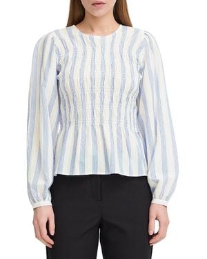 Ichi Striped Peplum Blouse - Grey