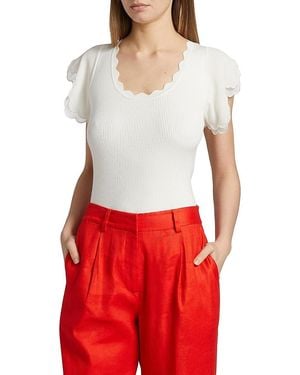 Tahari The Brittany Scalloped Jumper - Red