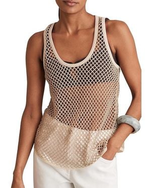 Reiss Lila Beaded Mesh Tank - Brown