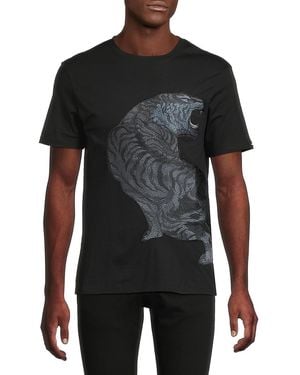 Stefano Ricci Tiger-embossed T-shirt - Black