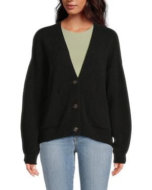 Saks Fifth Avenue 100% Cashmere Drop Shoulder Cardigan - Black