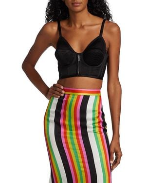 Christopher John Rogers Cropped Bullet Satin Bustier - Black