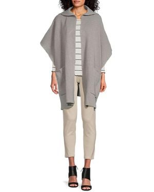 Calvin Klein Knit Hooded Ruana - Gray