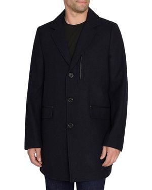 Sam Edelman Single Breasted Wool Blend Top Coat - Blue