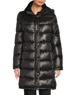 Halston Packable Hooded Puffer Coat - Black