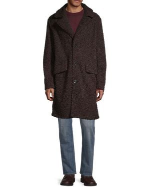 Karl Lagerfeld Faux Fur collar Wool blend Peacoat in Black for Men Lyst UK