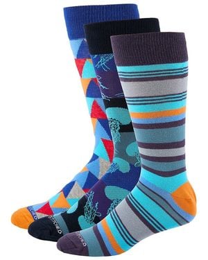 Unsimply Stitched 3-Pack Pattern Crew Socks Gift Set - Blue