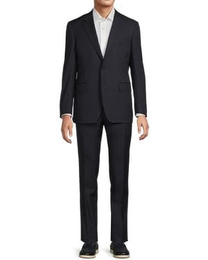 Canali Solid Wool Two-Button Modern-Fit Suit - Black