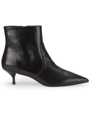 Stuart Weitzman 44Mm Mara Snakeskin Embossed Leather Ankle Boots - Black