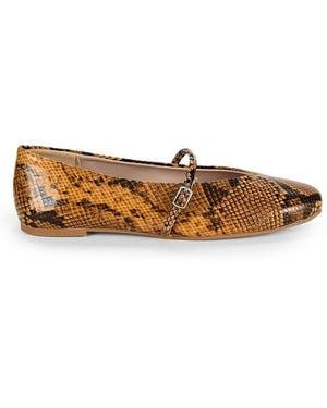 Kenneth Cole Magnolia Snakeskin Embossed Faux Leather Ballet Flats - Brown