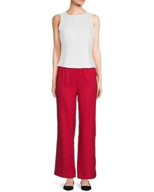 Saks Fifth Avenue 100% Linen Relaxed Fit Trousers - Red