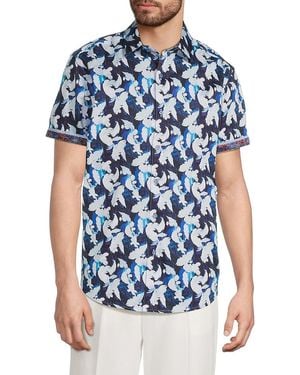 Robert Graham Alfaro Printed Cotton Button-Front Shirt - Blue