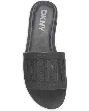 DKNY Wilow Logo Flat Sandals - Black