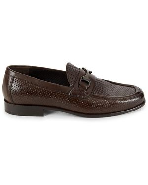 Saks Fifth Avenue Raffia-Woven Riding Bit Loafers - Brown