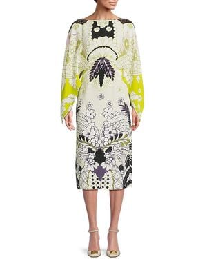 Valentino Printed Silk Midi-Dress - Yellow