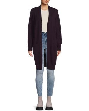 Amicale Longline Open Front Cashmere Cardigan - Blue