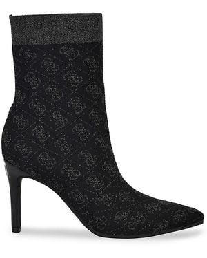 Guess 80mm Richerynt Metallic Shimmer Stiletto Heel Boots - Black