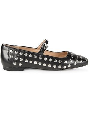 Saks Fifth Avenue Studded Mary Jane Flats - Black