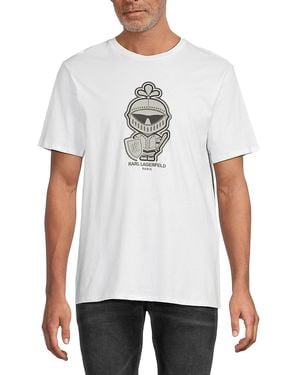 Karl Lagerfeld Karl Knight Graphic Cotton Crewneck T-Shirt - White