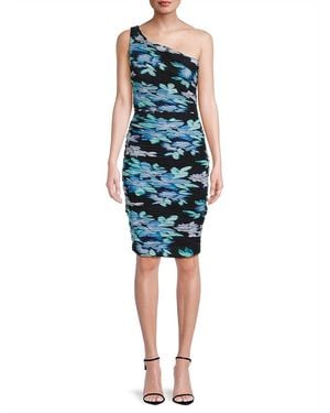 Emanuel Ungaro Rosemary Floral Ruched One-Shoulder Dress - Blue