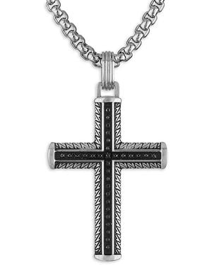 Esquire Stainless Steel & 0.20 Tcw Diamond Cross Pendant Necklace - White