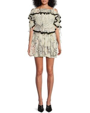 Valentino Silk Volcano Ruffle Minidress - Natural