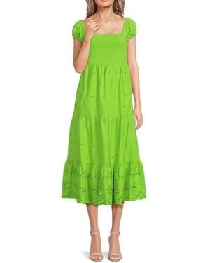AREA STARS Martina Woven Cotton Midi-Dress - Green