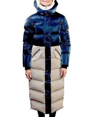 Woodpecker Faux Fur Longline Puffer Parka - Blue