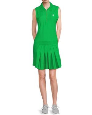 Tommy Hilfiger Zip-front Sleeveless Pleated Polo Dress - Green